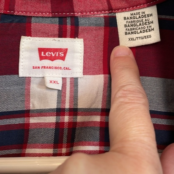 Men’s XXL Levi pearl snap Red/Blue Plaid Button down Shirt western cowboy rodeo - Picture 4 of 9